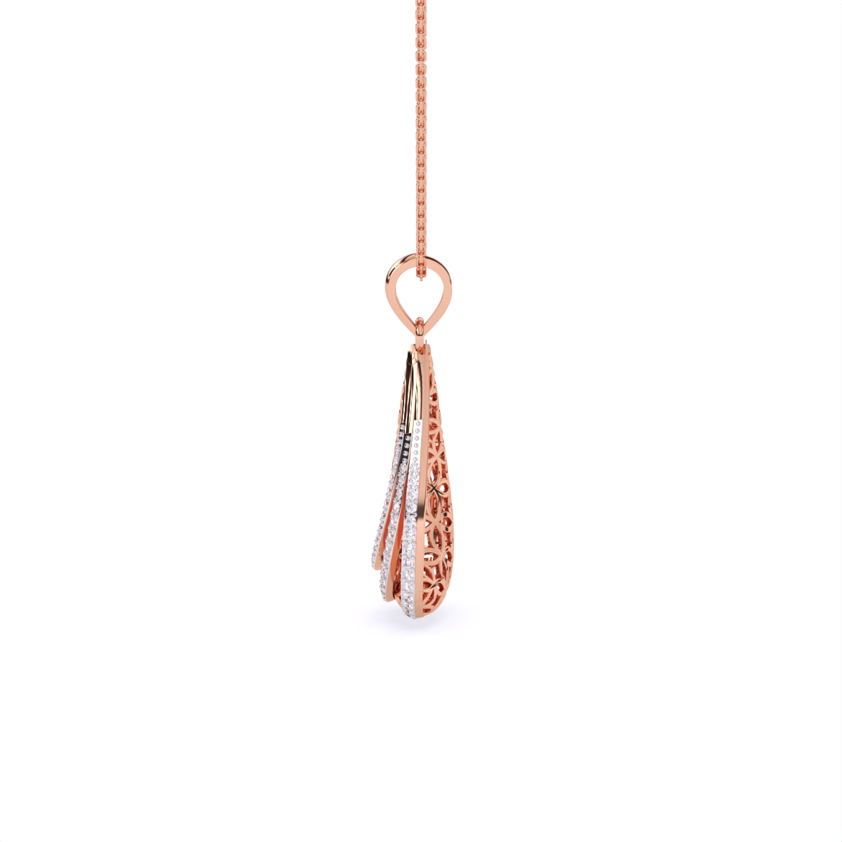 Dual Finish Drop Diamond Pendant