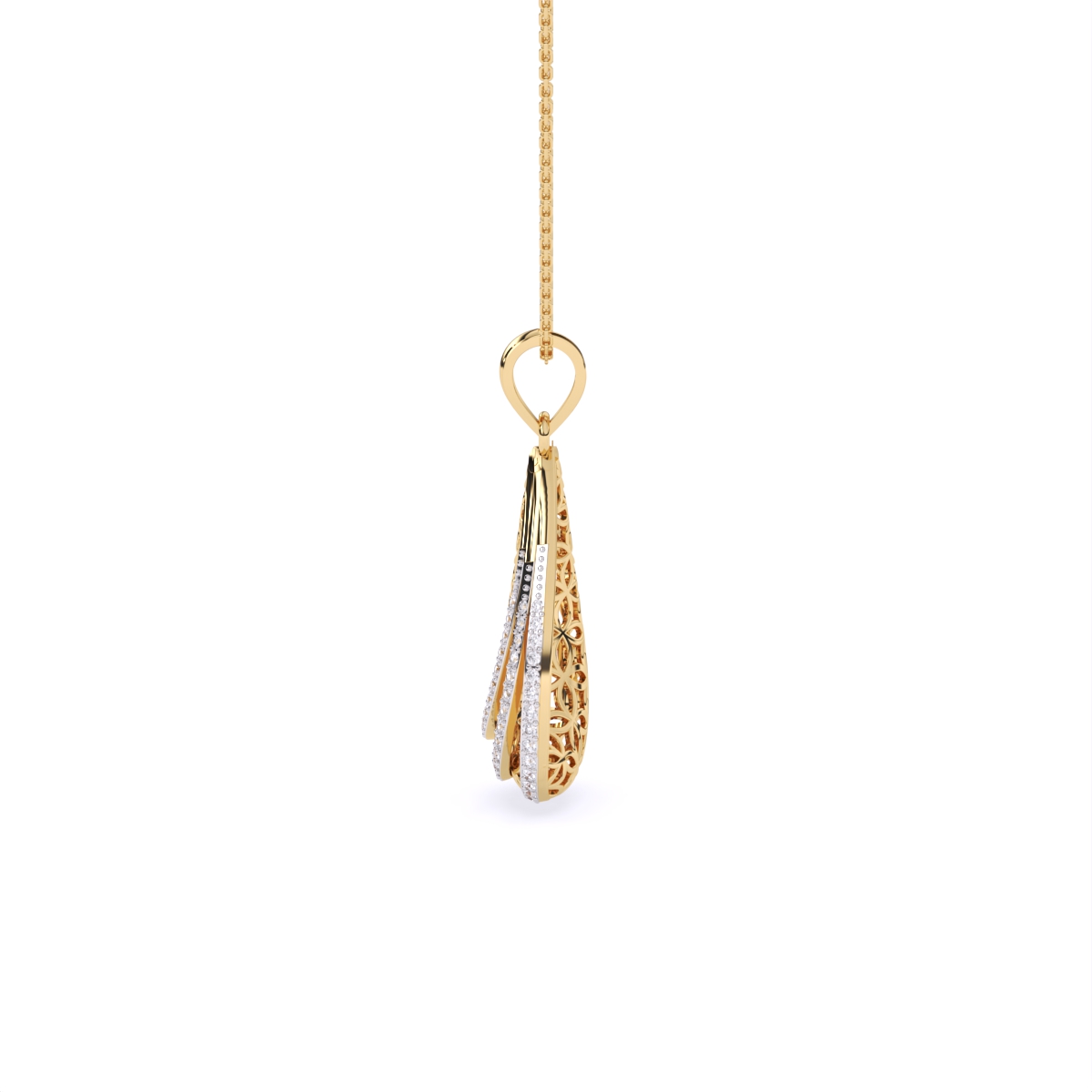 Dual Finish Drop Diamond Pendant