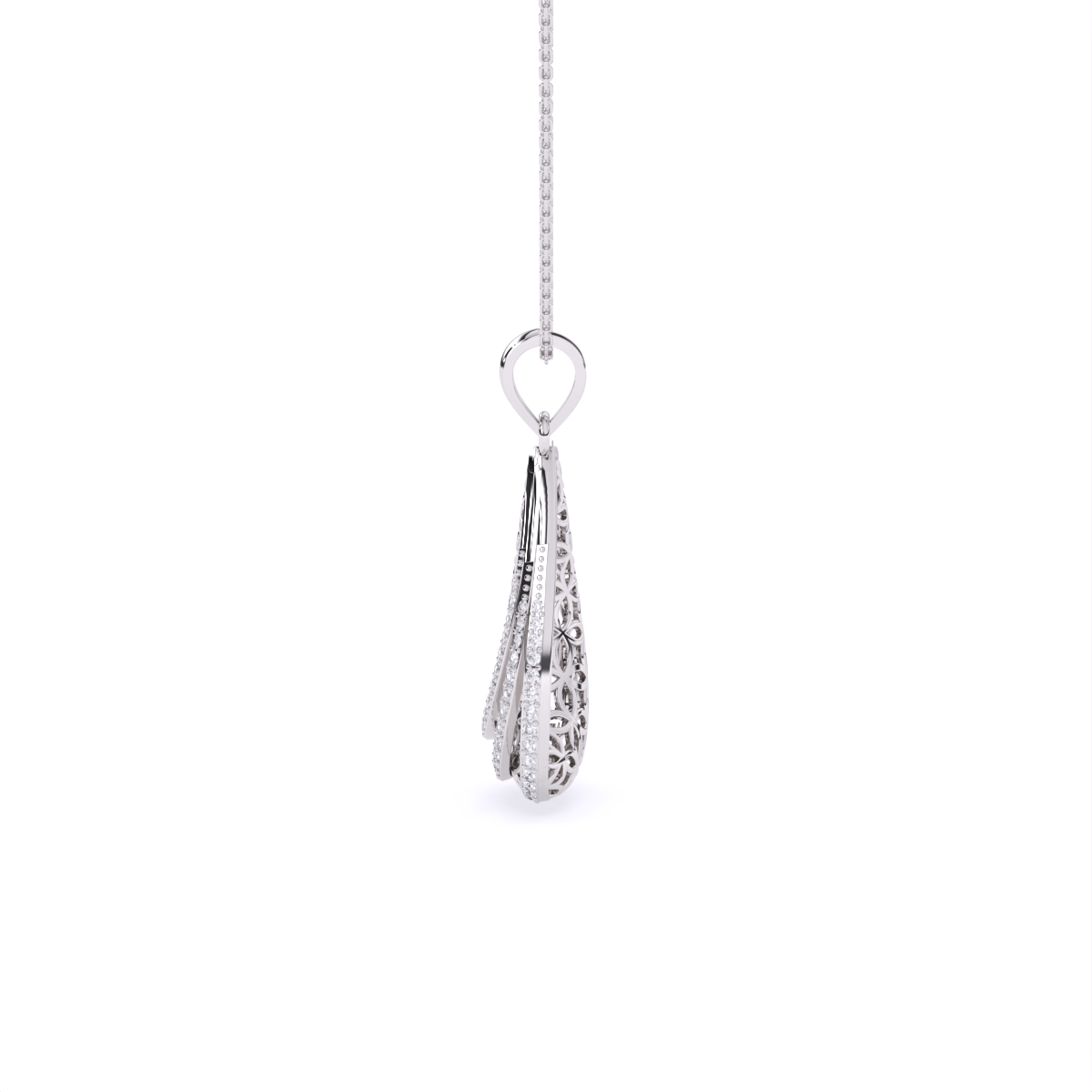 Dual Finish Drop Diamond Pendant