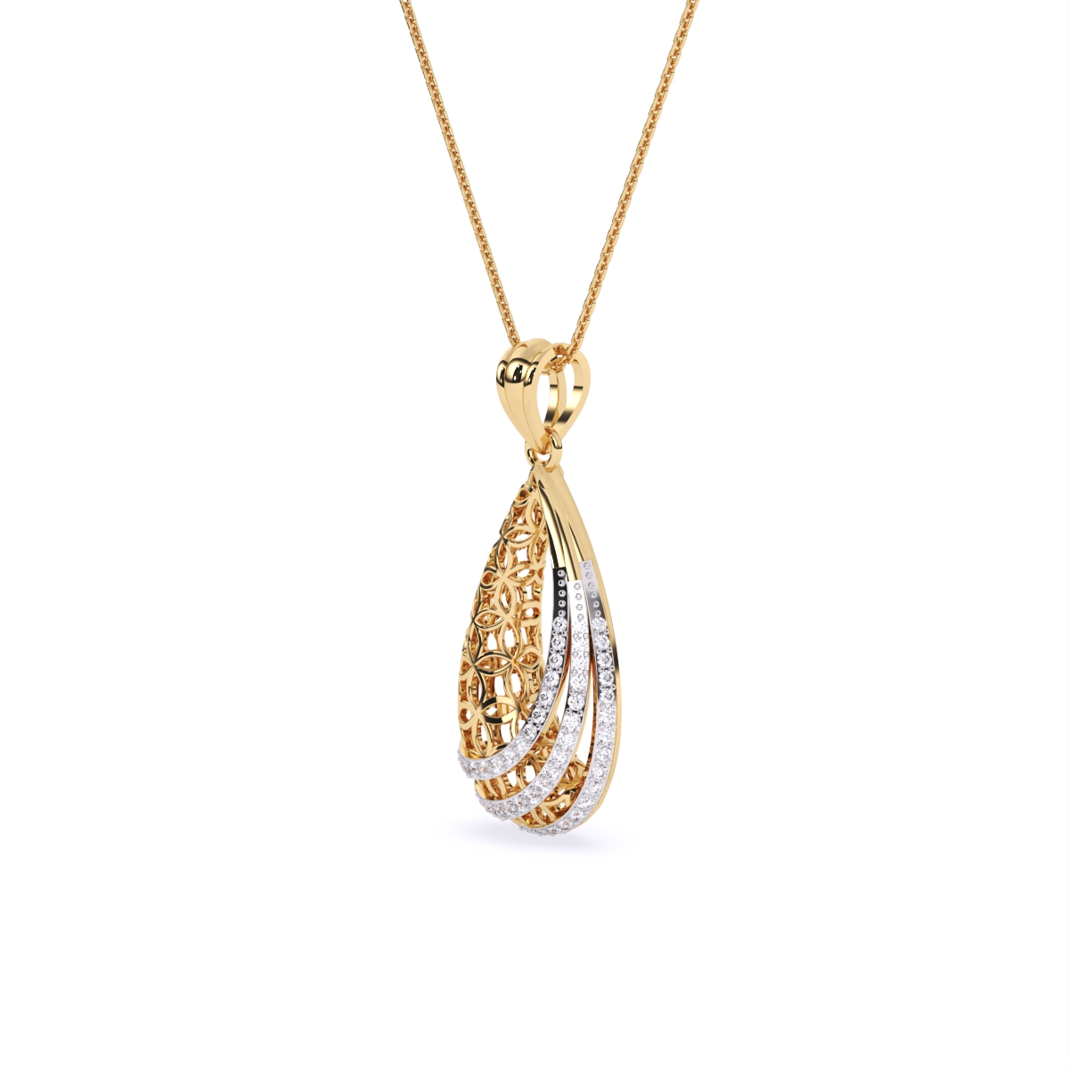 Dual Finish Drop Diamond Pendant