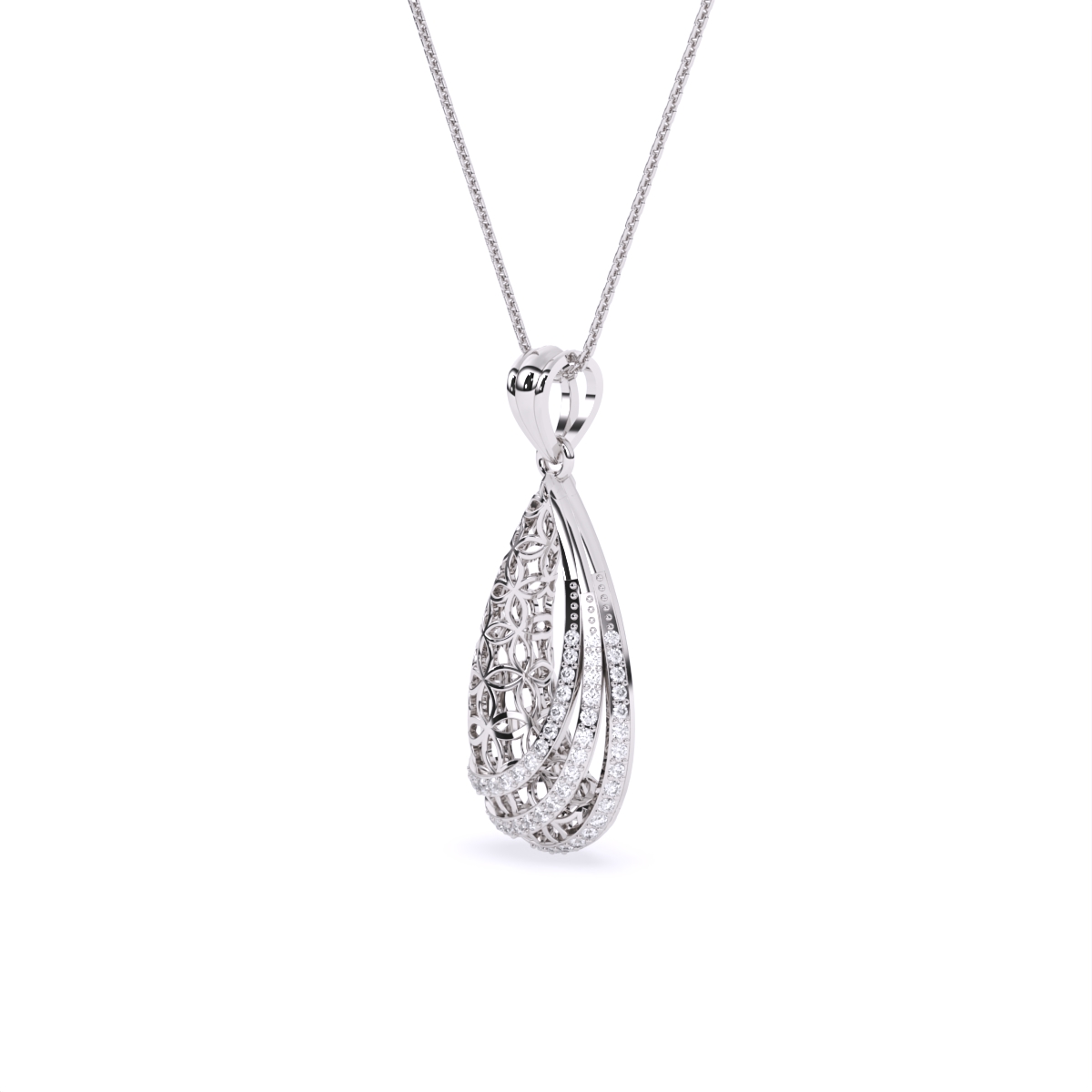 Dual Finish Drop Diamond Pendant