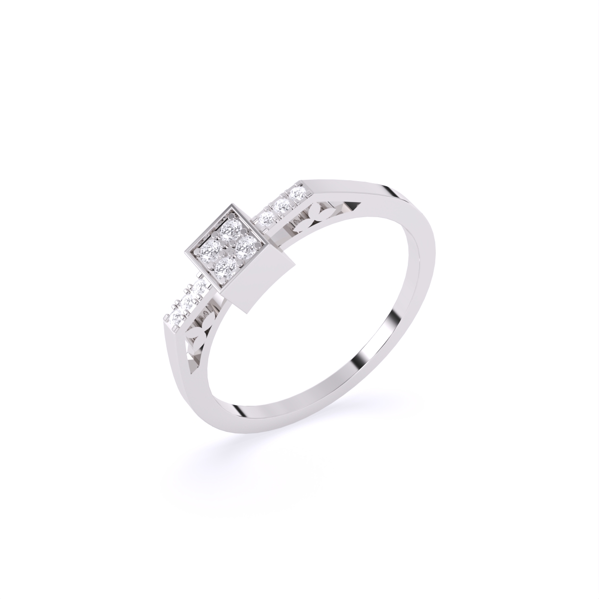 Minimalist Box-Frame Diamond Ring
