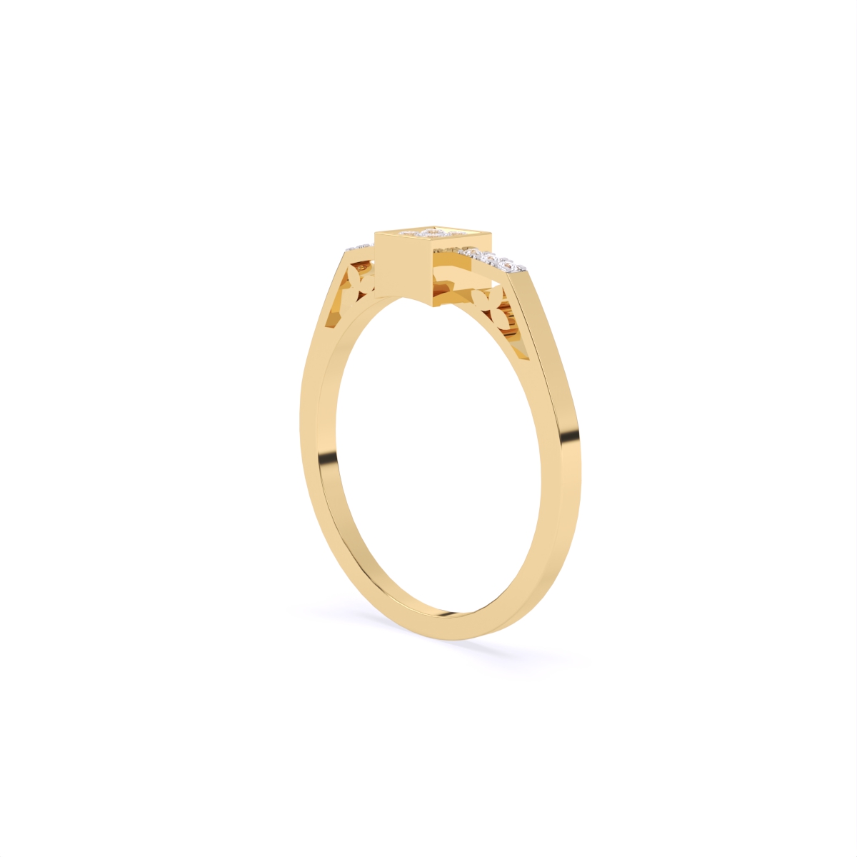 Minimalist Box-Frame Diamond Ring