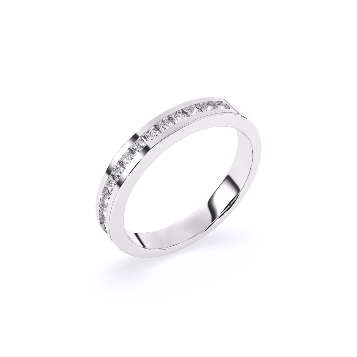 Rhodium Shine Edge Diamond Band
