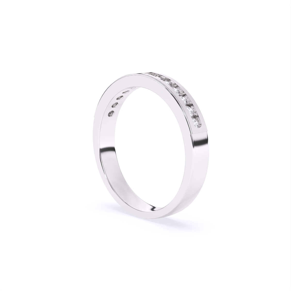 Rhodium Shine Edge Diamond Band