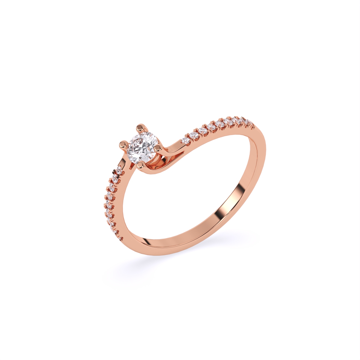 Slim Diamond Band With Mini Solitaire