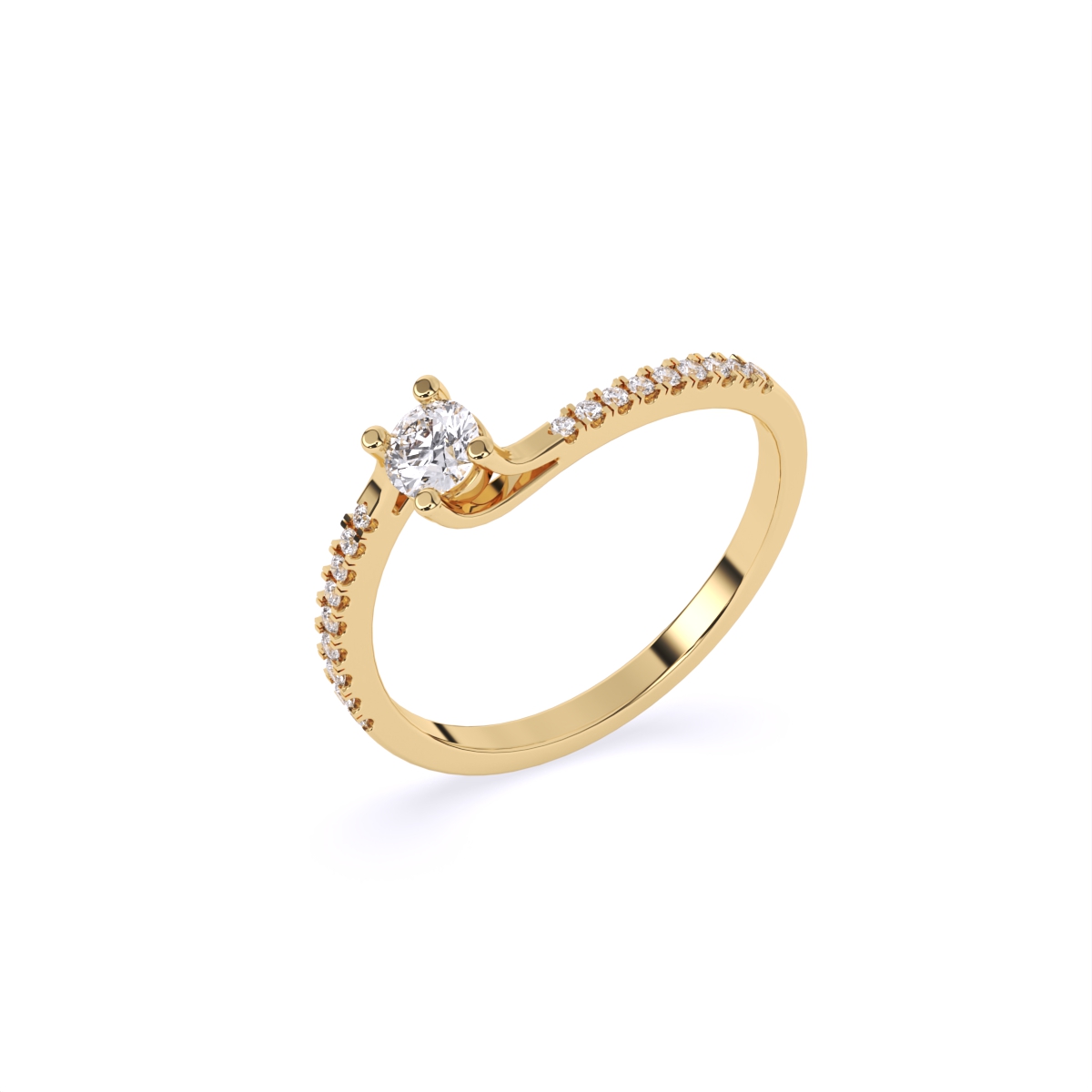 Slim Diamond Band With Mini Solitaire