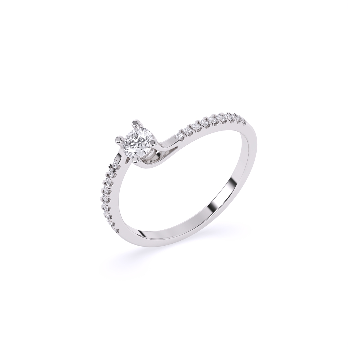 Slim Diamond Band With Mini Solitaire