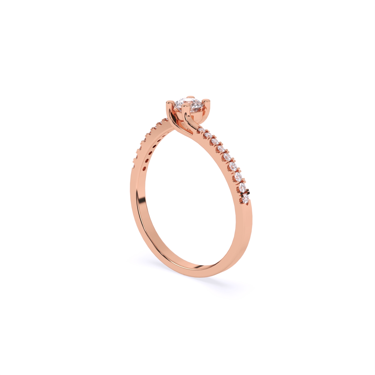 Slim Diamond Band With Mini Solitaire