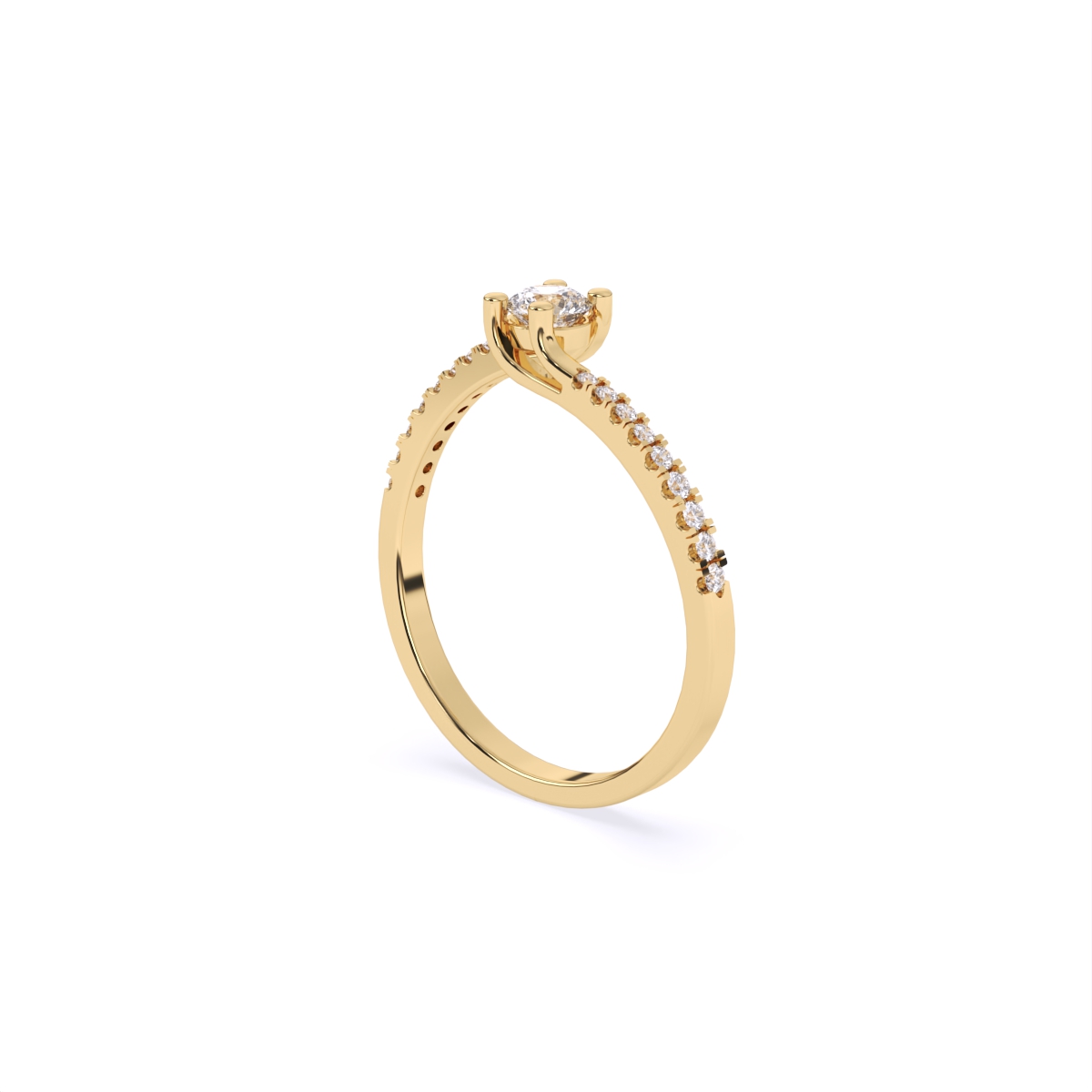Slim Diamond Band With Mini Solitaire