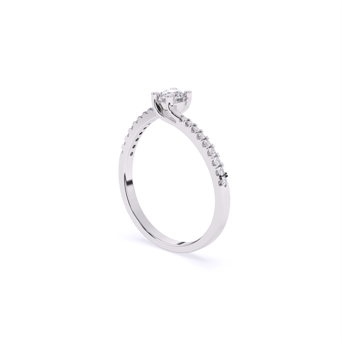 Slim Diamond Band With Mini Solitaire