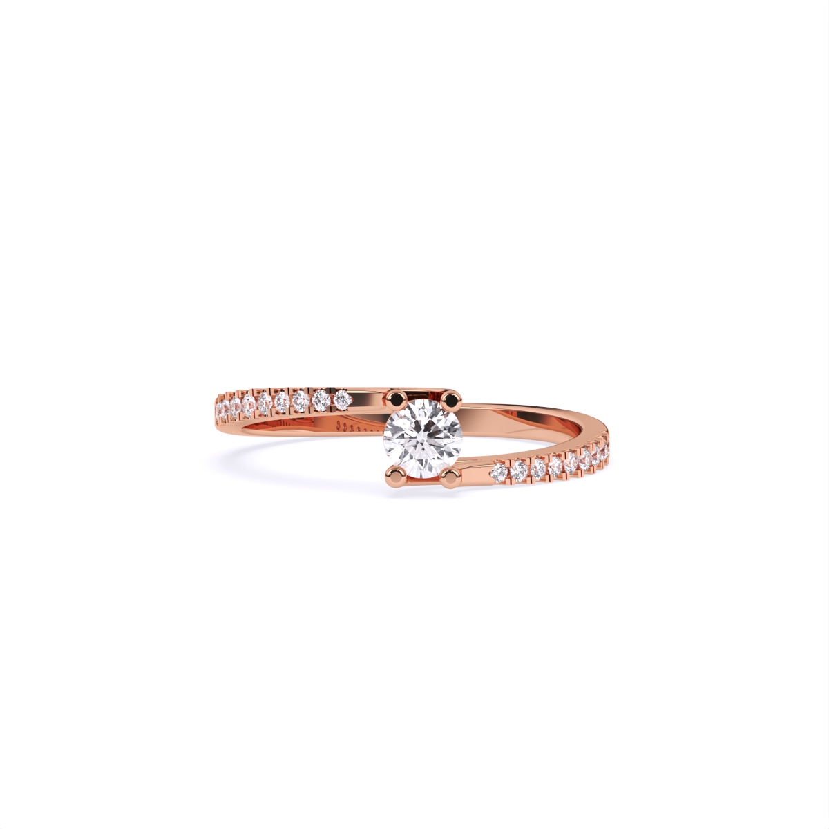 Slim Diamond Band With Mini Solitaire