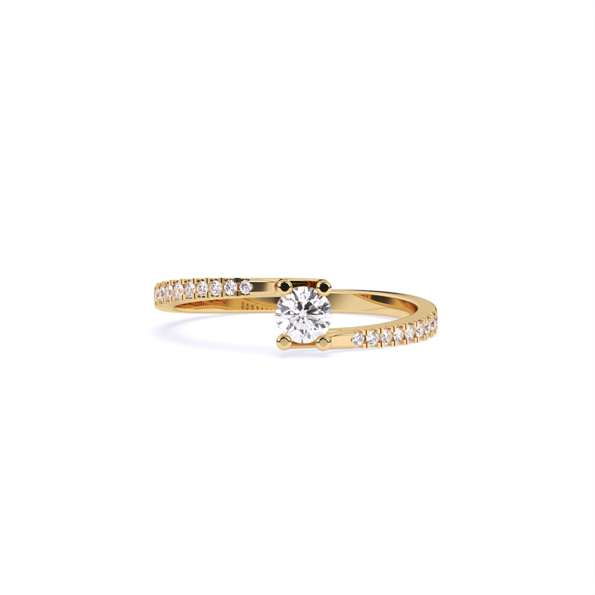 Slim Diamond Band With Mini Solitaire