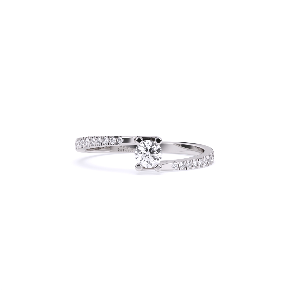 Slim Diamond Band With Mini Solitaire