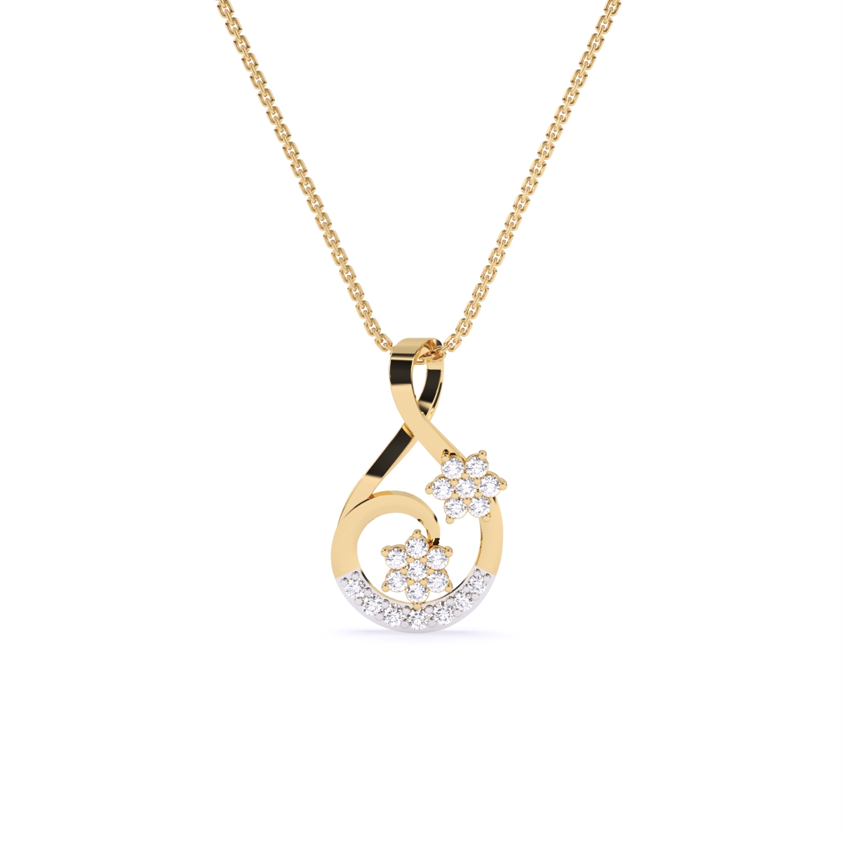 Twin Floral With Twist Loop Pendant