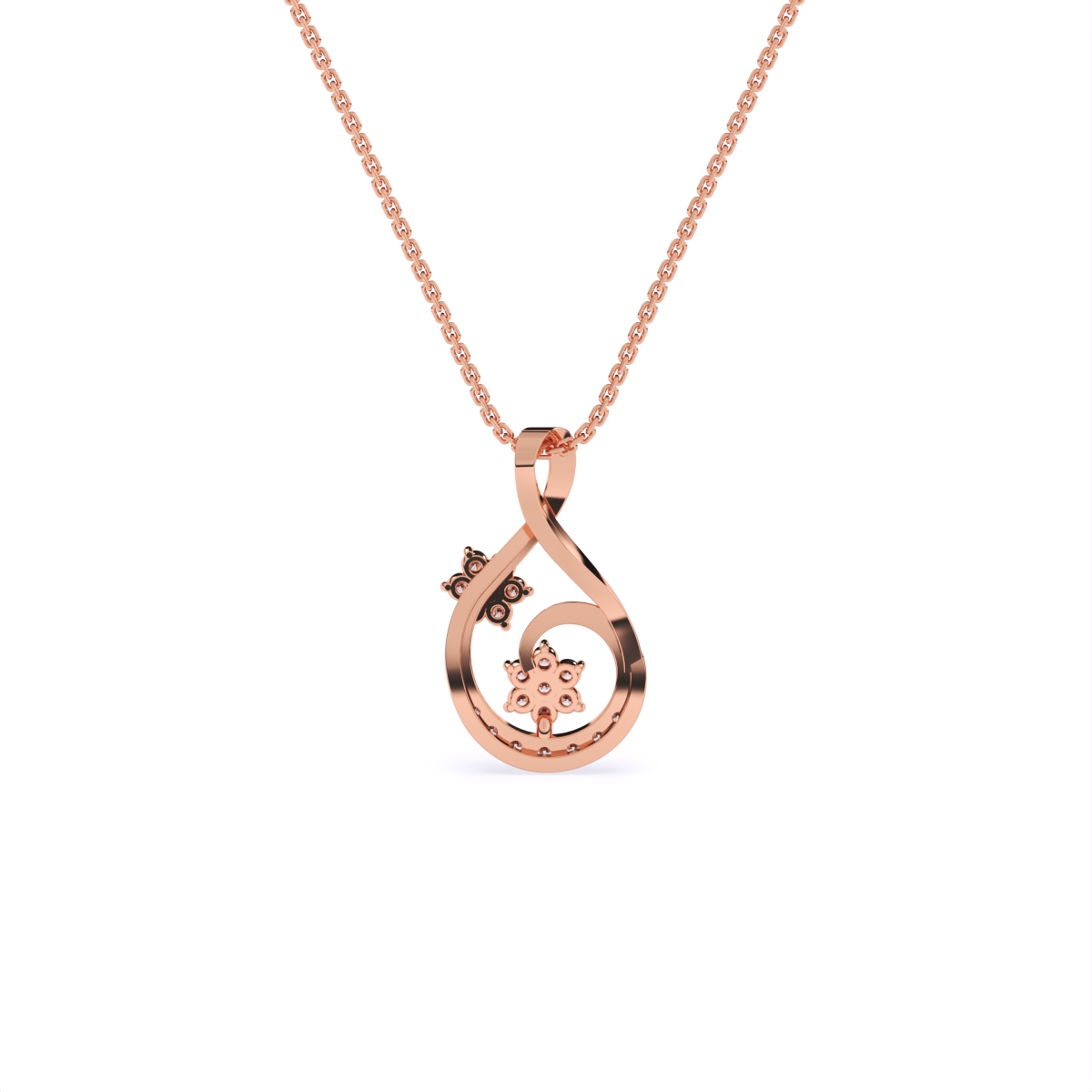 Twin Floral With Twist Loop Pendant