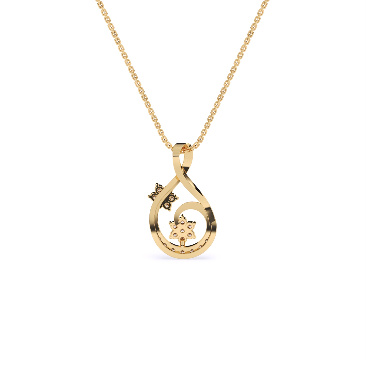 Twin Floral With Twist Loop Pendant