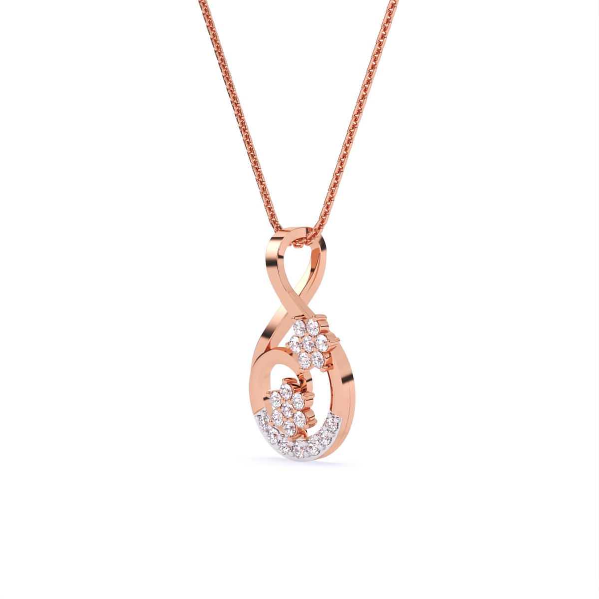 Twin Floral With Twist Loop Pendant