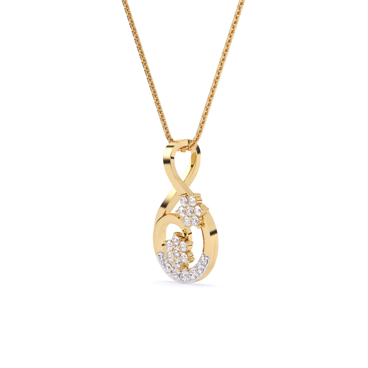 Twin Floral With Twist Loop Pendant