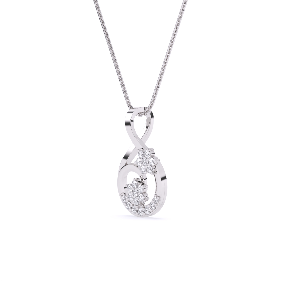 Twin Floral With Twist Loop Pendant