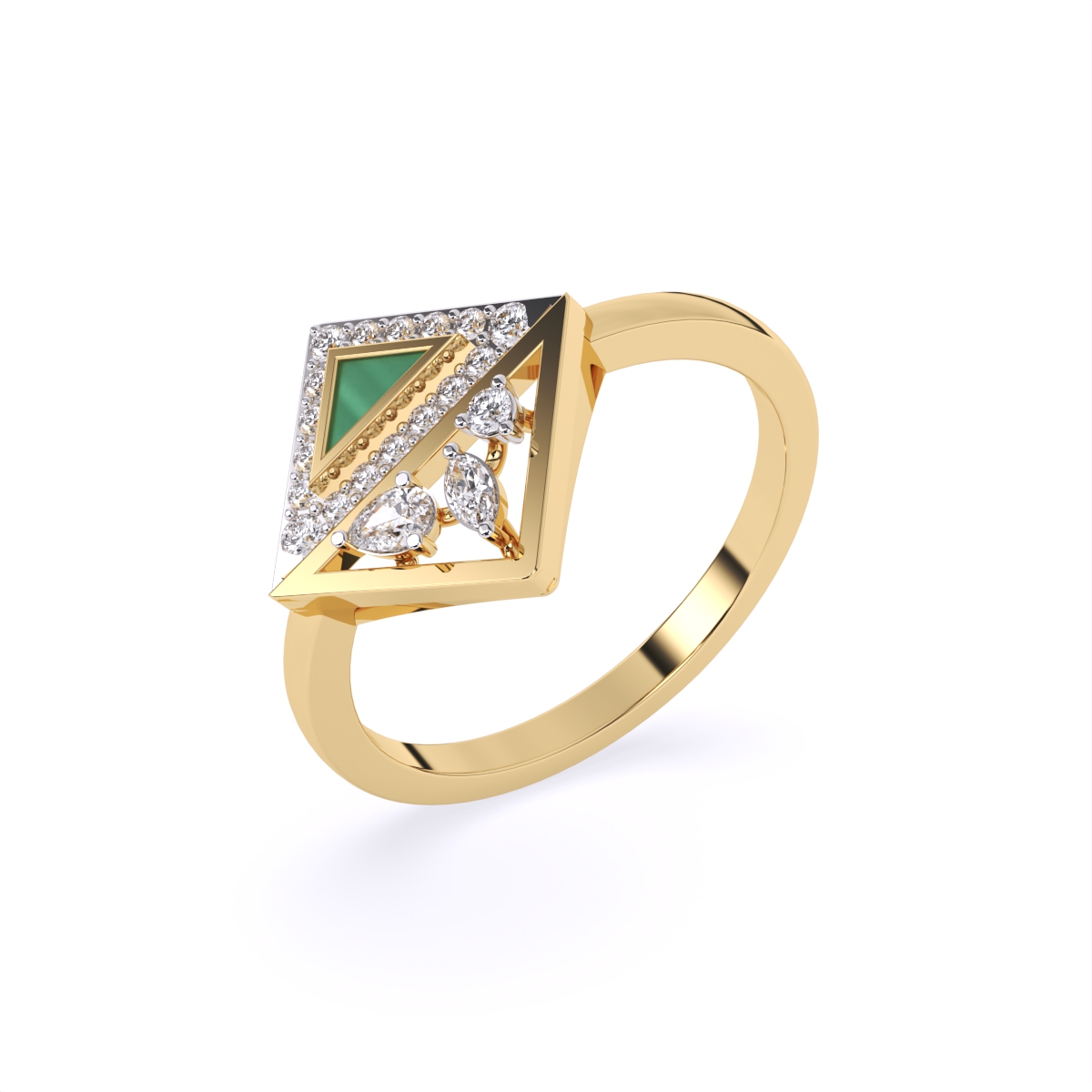 Modern Kite-Shaped Diamond Ring