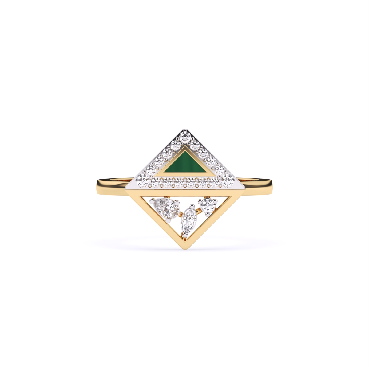 Modern Kite-Shaped Diamond Ring