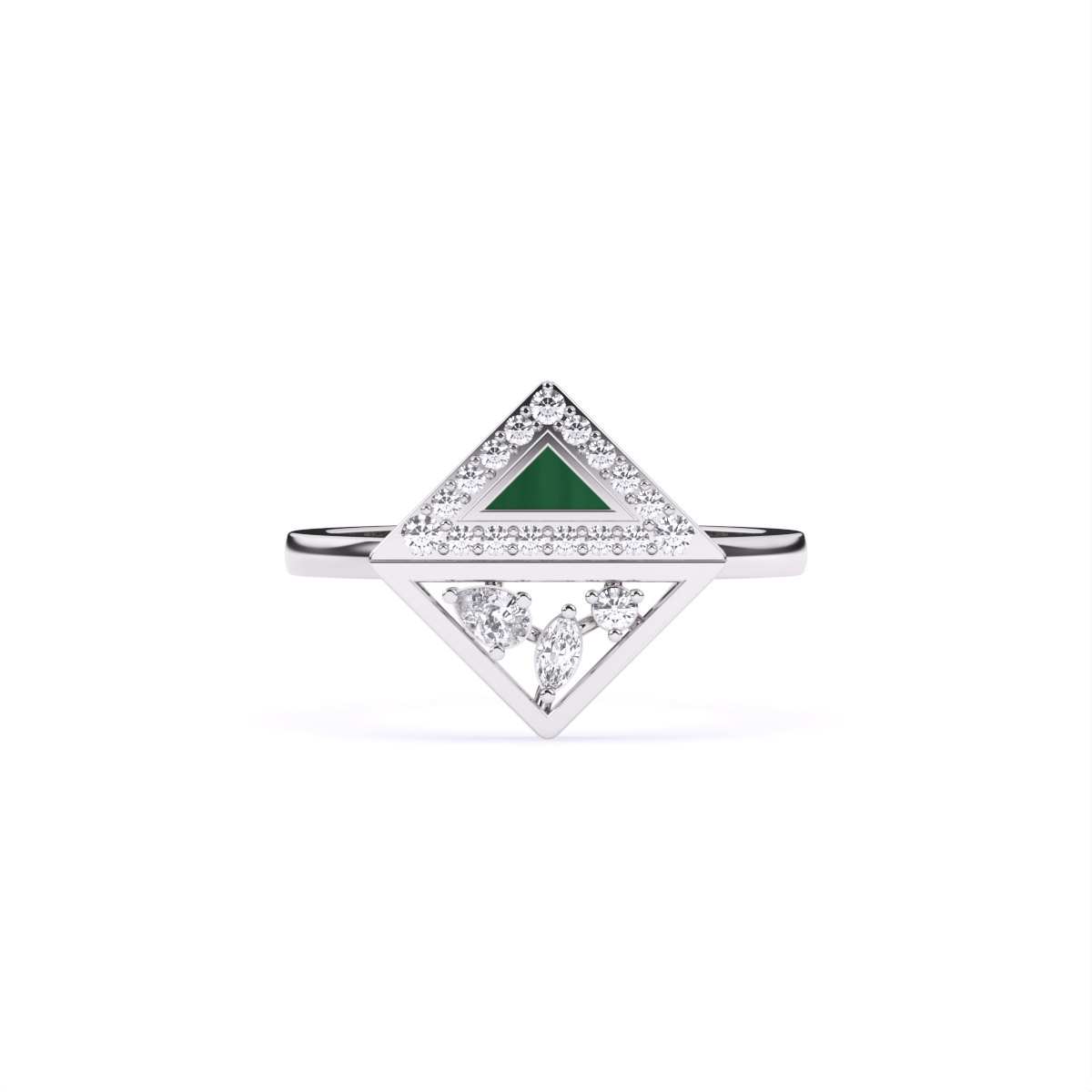 Modern Kite-Shaped Diamond Ring