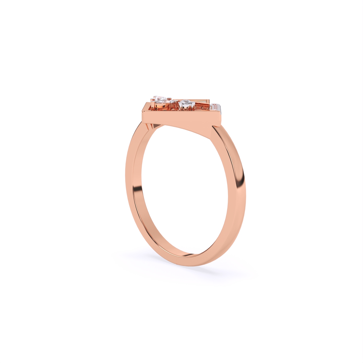 Modern Kite-Shaped Diamond Ring