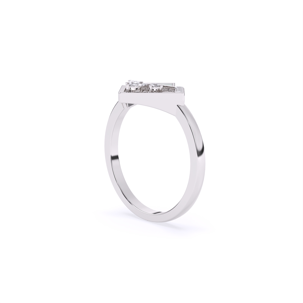 Modern Kite-Shaped Diamond Ring