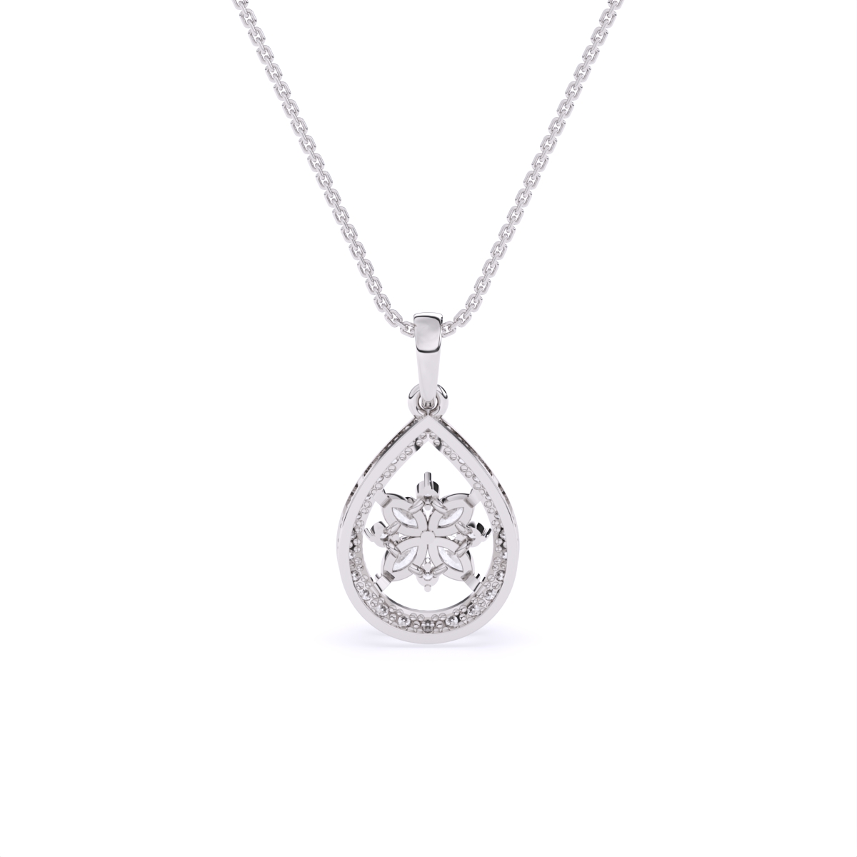 TearDrop Bloom Diamond Pendant with Marquise Petals
