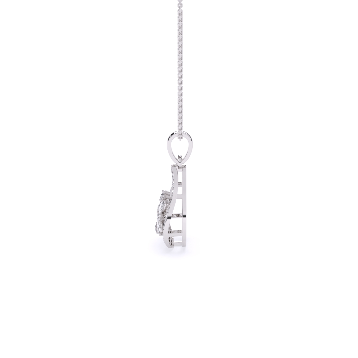 TearDrop Bloom Diamond Pendant with Marquise Petals
