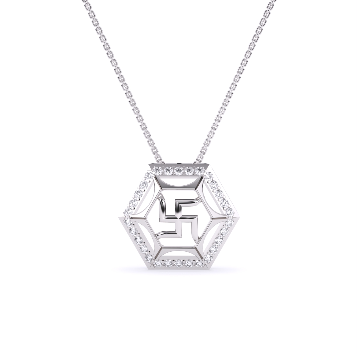 Spiritual Sparkle Swastik And Elegant Hexagon Lab Diamond Halo