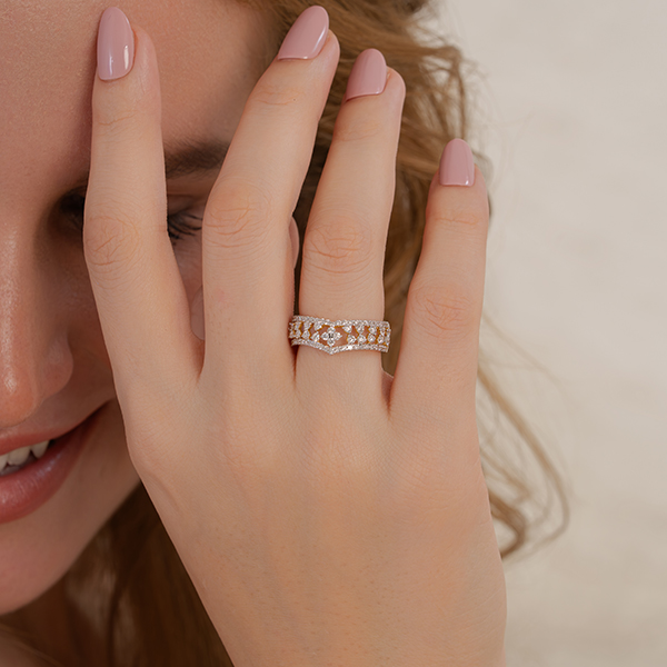Crown Charm Lab Grown Diamond Ring