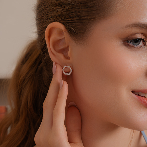 Luxe Hexagon Spark Lab Grown Diamond Earrings