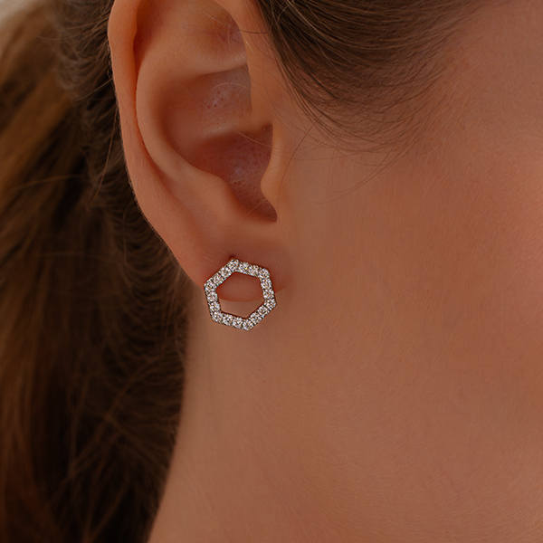 Luxe Hexagon Spark Lab Grown Diamond Earrings