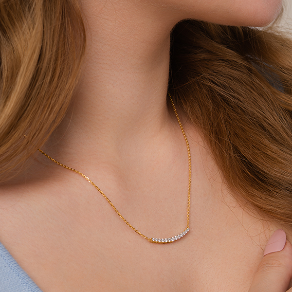 Dainty Lab Grown Diamond Bar Necklace