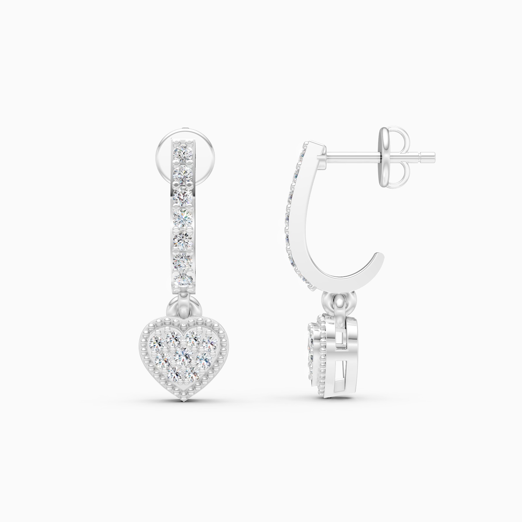 Sparkling Heart Lab Grown Diamond Earrings