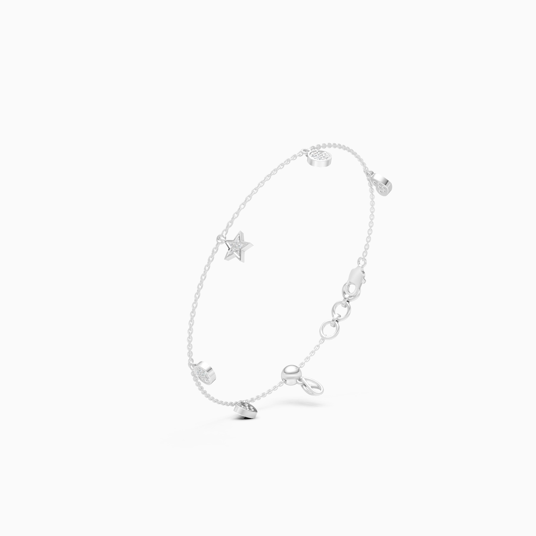 Minimal Lab Grown Diamond Charm Bracelet
