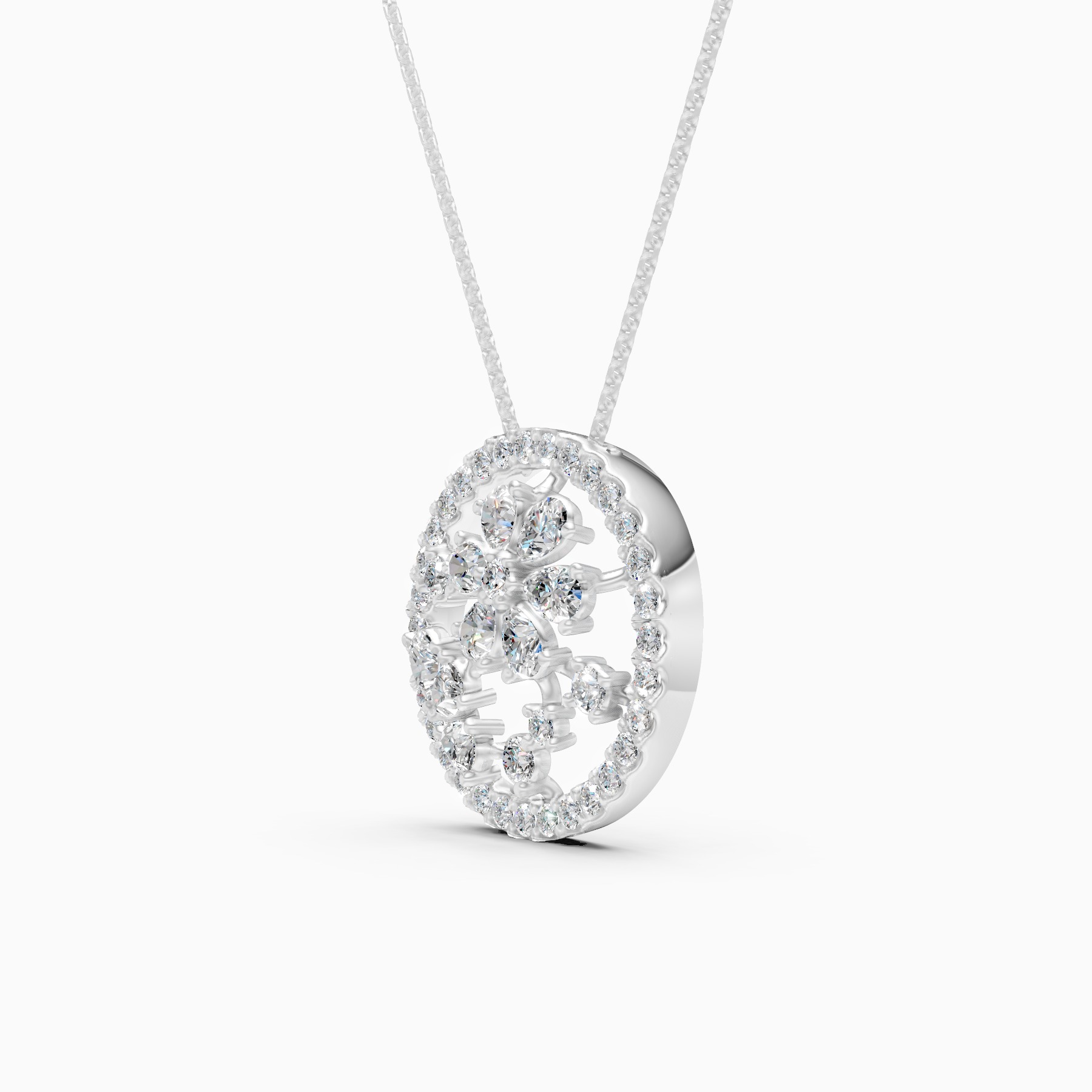 Lab Grown Diamond Floral Pendant Necklace