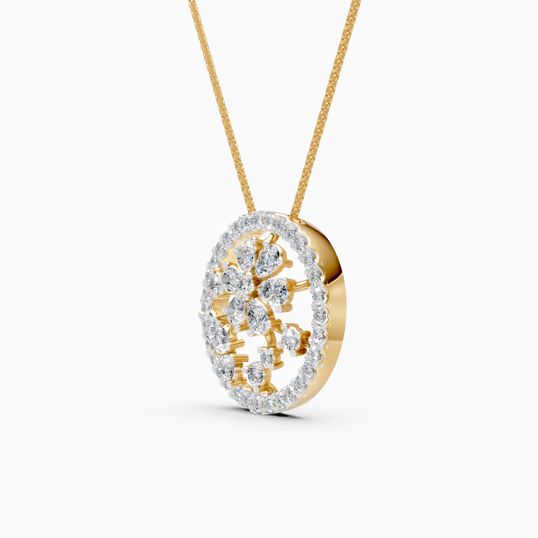 Lab Grown Diamond Floral Pendant Necklace
