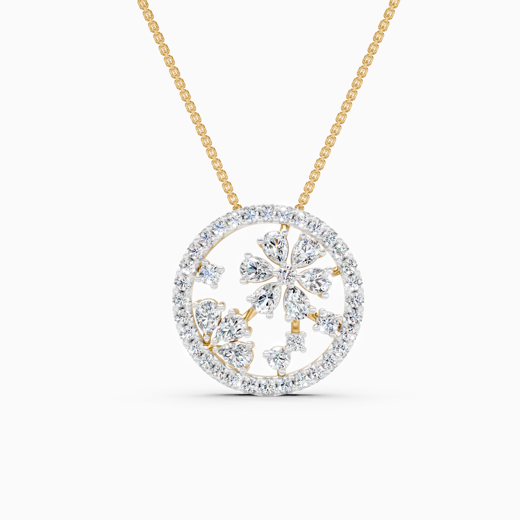 Lab Grown Diamond Floral Pendant Necklace