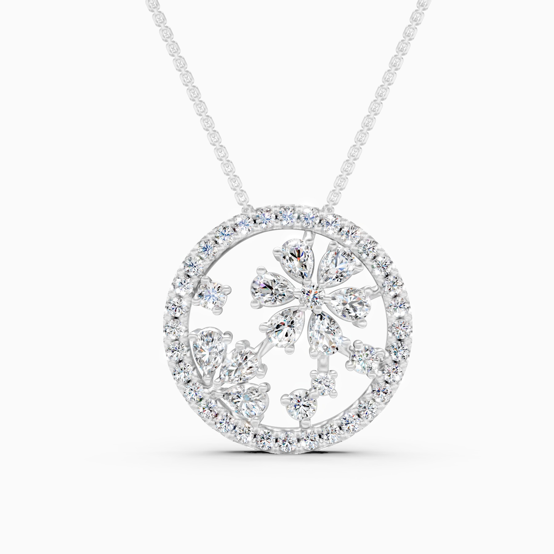 Lab Grown Diamond Floral Pendant Necklace