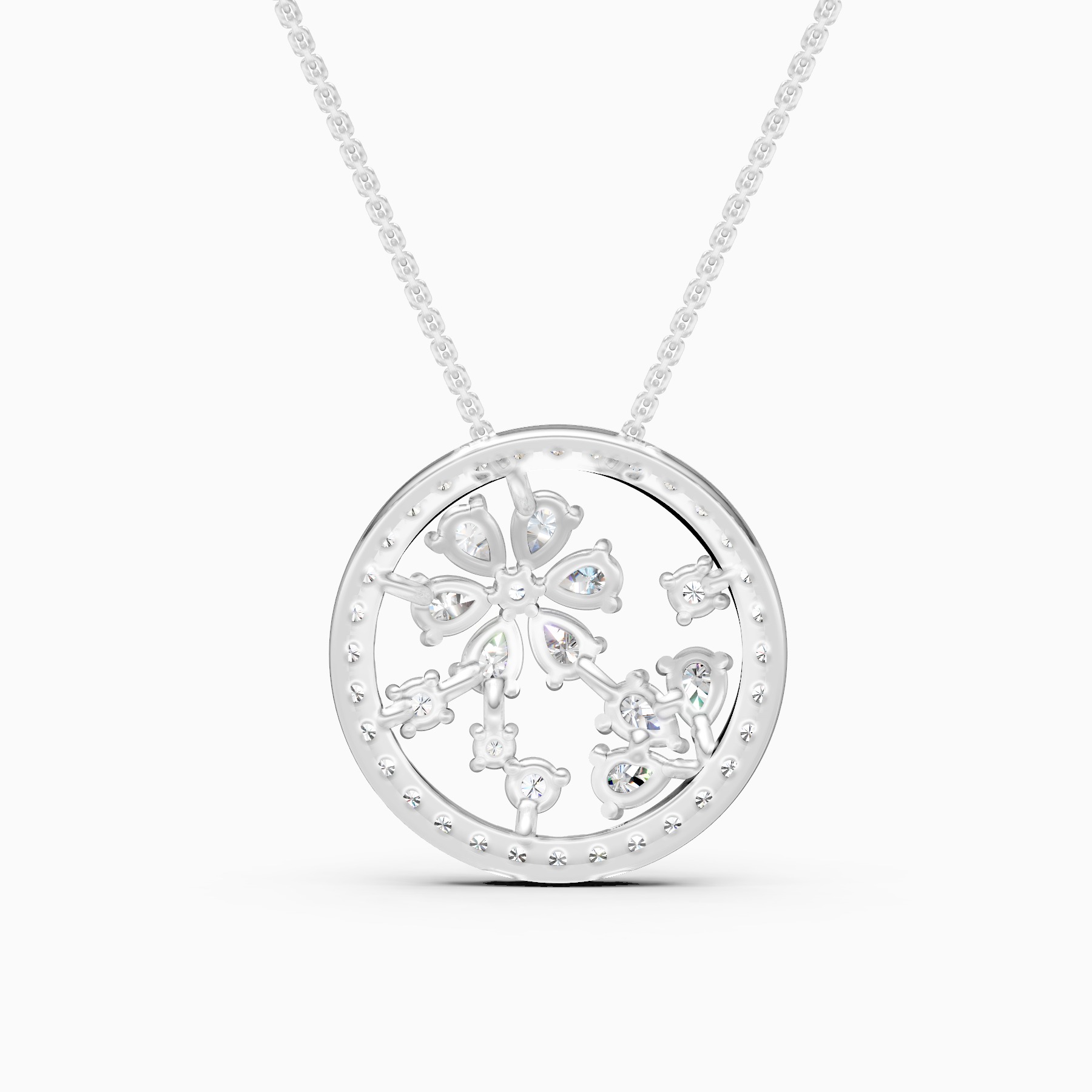 Lab Grown Diamond Floral Pendant Necklace