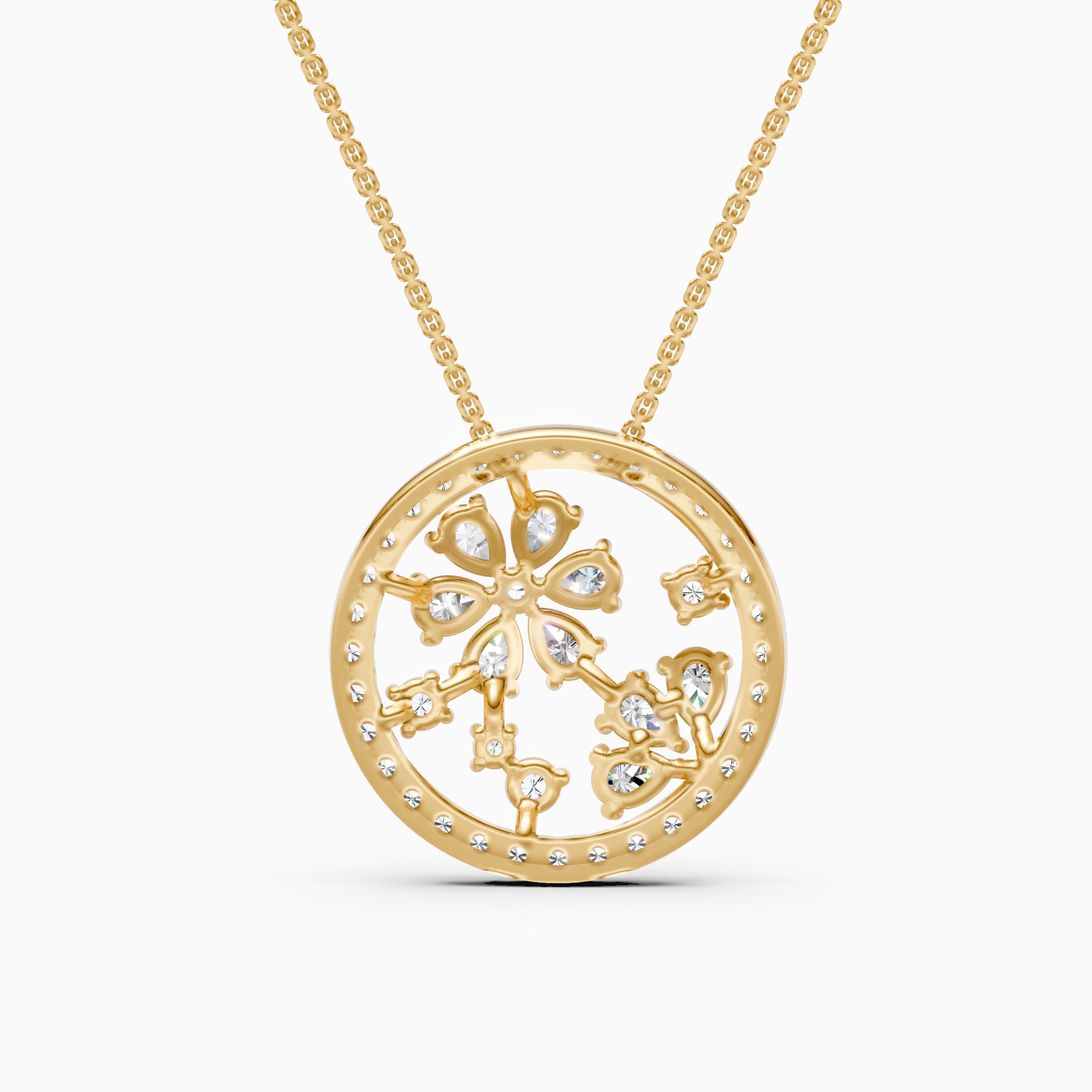Lab Grown Diamond Floral Pendant Necklace