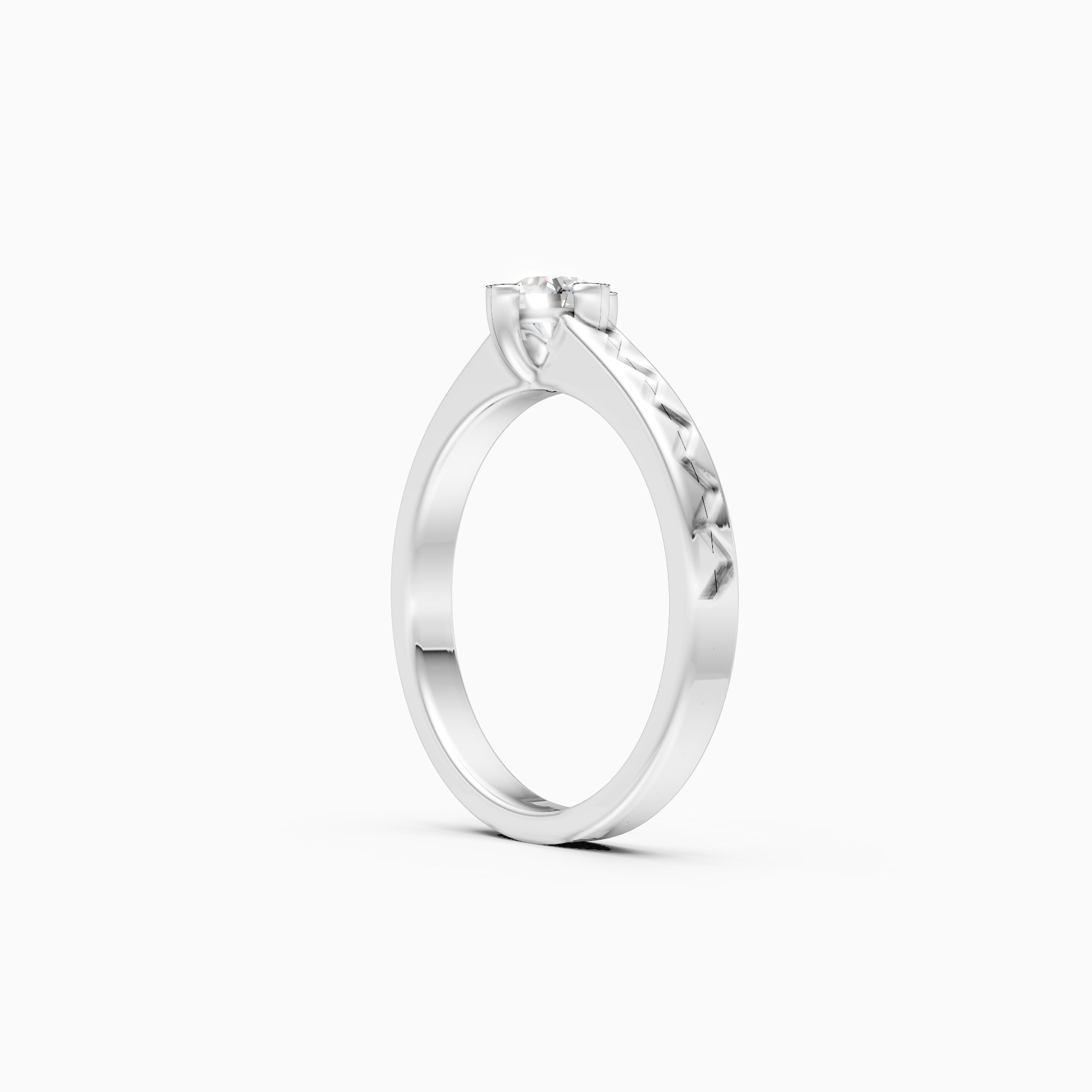 Geometric Band Solitaire Lab Grown Diamond Ring
