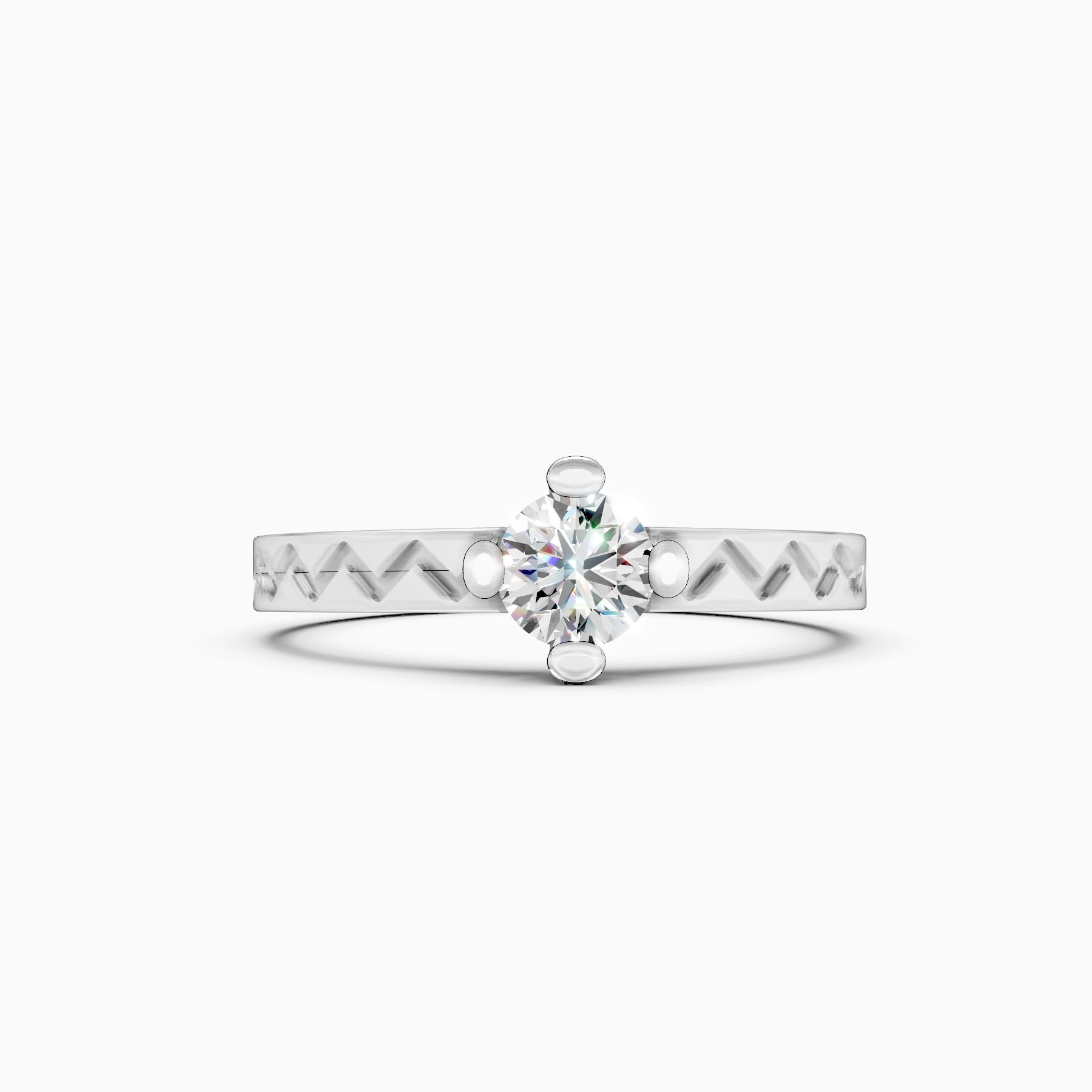 Geometric Band Solitaire Lab Grown Diamond Ring
