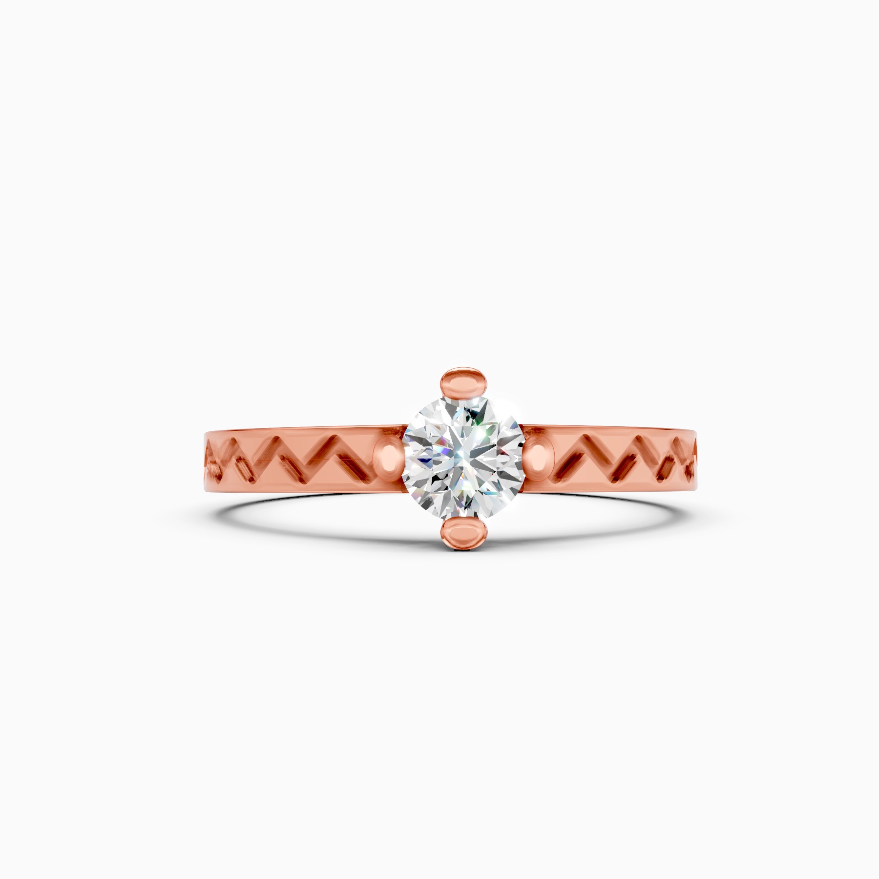 Geometric Band Solitaire Lab Grown Diamond Ring