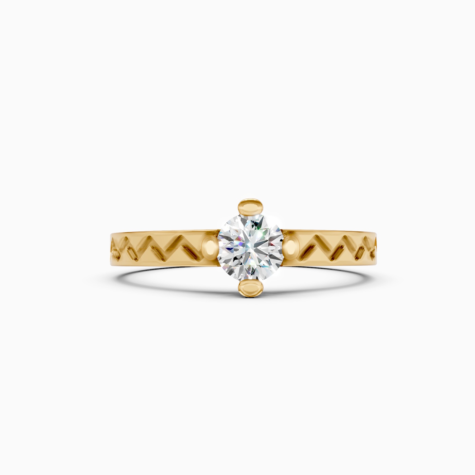 Geometric Band Solitaire Lab Grown Diamond Ring