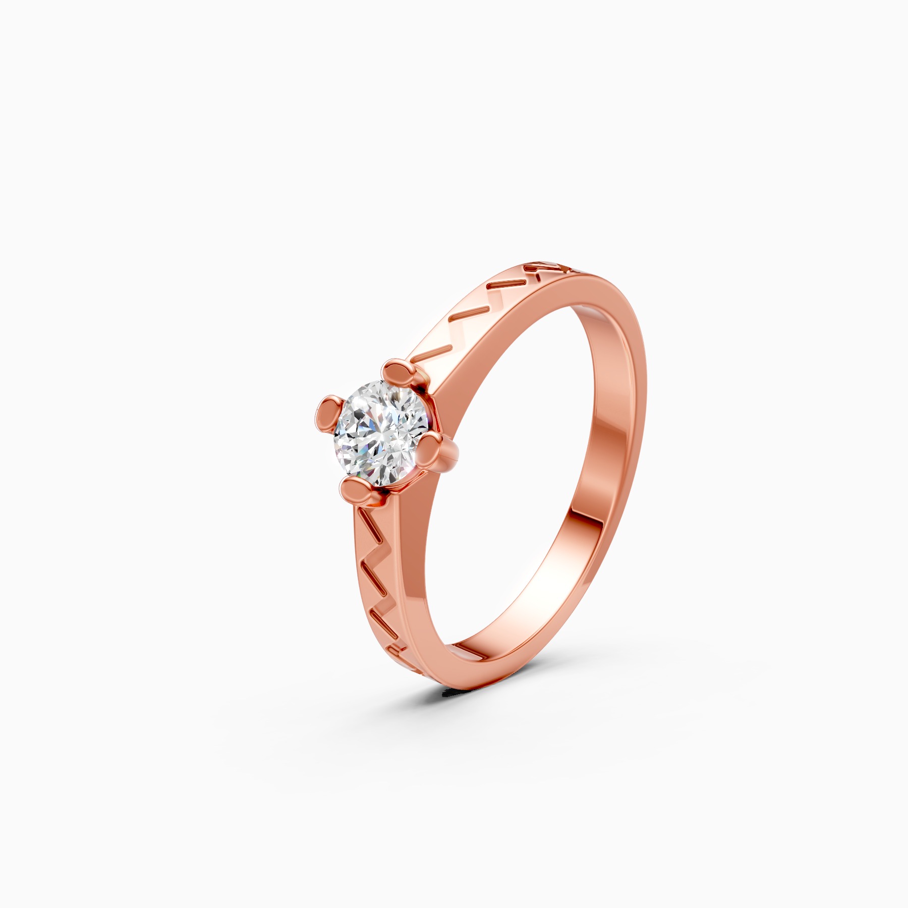 Geometric Band Solitaire Lab Grown Diamond Ring