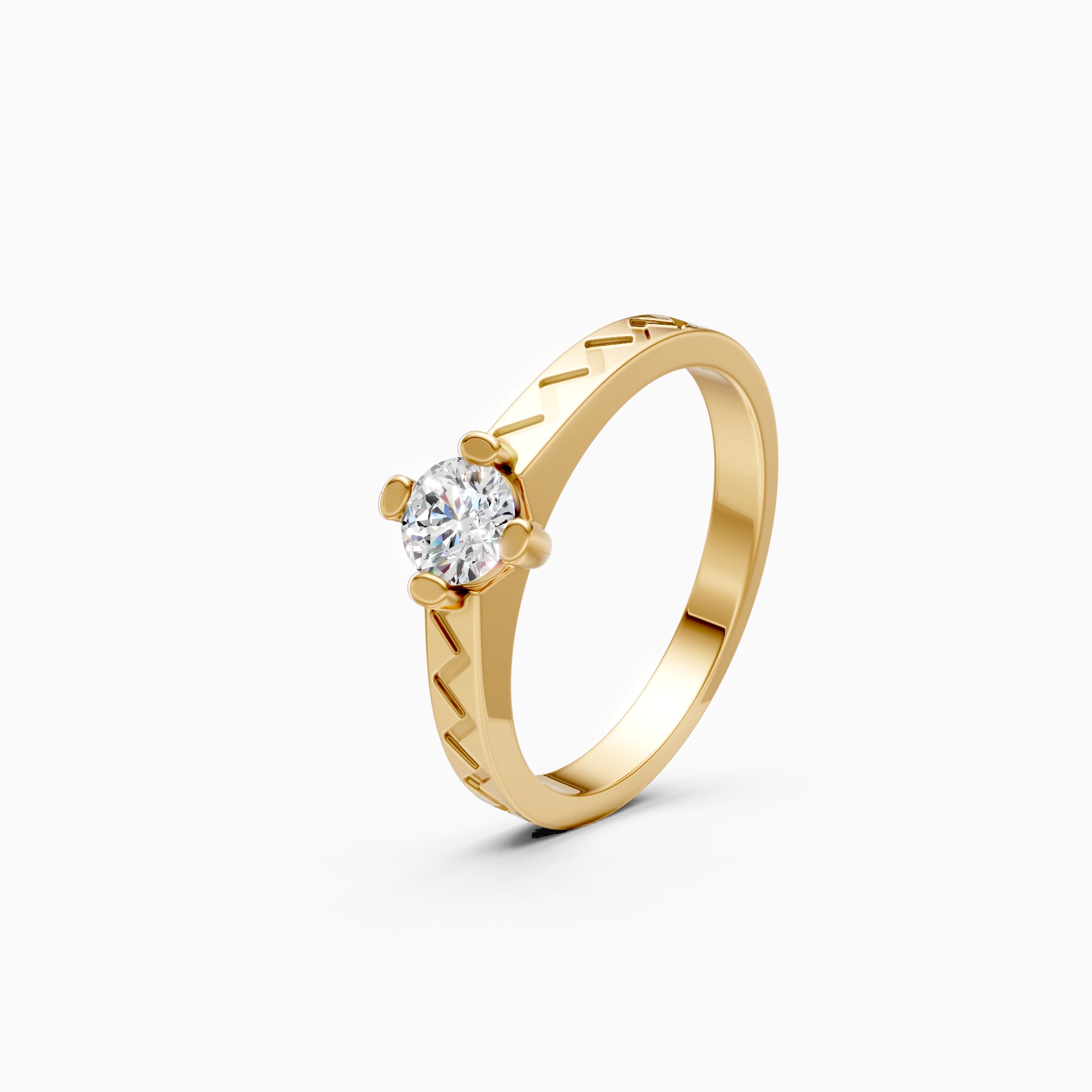 Geometric Band Solitaire Lab Grown Diamond Ring
